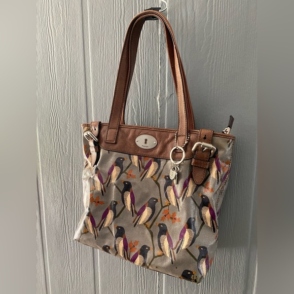 Vintage Fossil Key-Per Coated Canvas Shoulder Bag​ - Picture 3 of 9